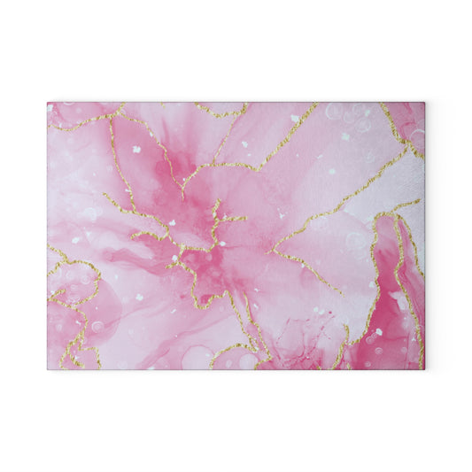 ' Pink Marble Dream Print Glass Cutting Board